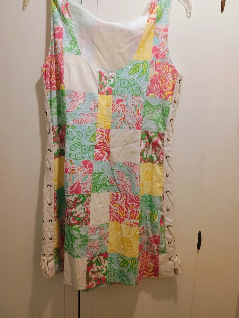 Lilly Pulitzer Delia Patchwork Dress - Sleeveless With Lace up Side Detail - Picture 2 of 4